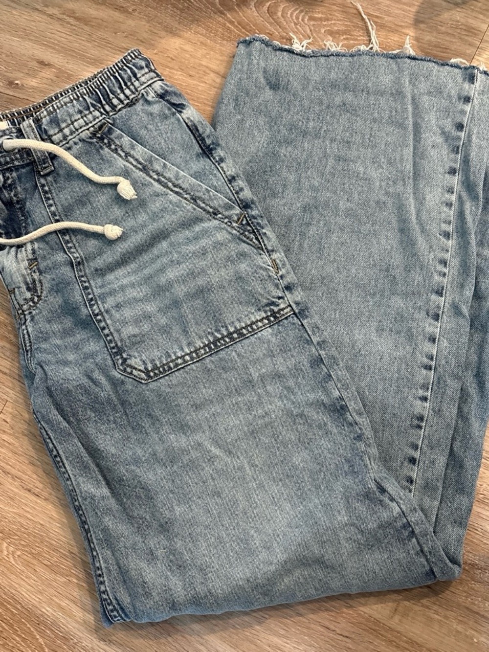 Light Blue WoMen's Drawstring Denim Jeans